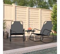 Lot de 2 Chaises Longues à Bascule Bain de Soleil Noir Acier et Textilène vidaXL