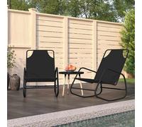 Lot de 2 Chaises Longues à Bascule Bain de Soleil Noir Acier et Textilène vidaXL