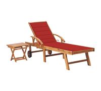 Lot de 2 Chaises Longues avec Coussin Transat Anthracite Teck Solide vidaXL