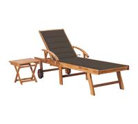 Lot de 2 Chaises Longues avec Coussin Transat Anthracite Teck Solide vidaXL