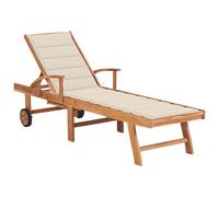 Vidaxl Chaises Longues Lot De 2 Avec Coussin Crème Bois De Teck Solide