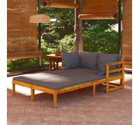 Lot de 2 Chaises Longues avec Coussins Transat Gris Foncé Acacia Solide vidaXL