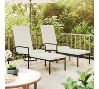 Lot de 2 Chaises Longues avec Repose-pied Transat Résine Tressée Noir vidaXL