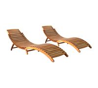 Lot de 2 Chaises Longues Bain de Soleil Transat Bois d'Acacia Solide vidaXL