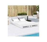 Lot de 2 Chaises Longues, Bain de Soleil, Transat de Terrasse, Siège de Jardin Patio Balcon Extérieur, Blanc Bois 832575