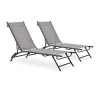 Lot de 2 Chaises Longues Bain de Soleil Transat Textilène et Acier vidaXL