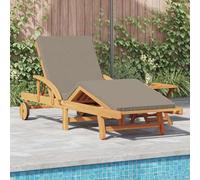 Lot de 2 chaises longues en bois massif d'acacia taupe avec rembourrage | Résistant aux intempéries, durable, dossier à plusieurs niveaux, repose-pieds réglables, nettoyage facile