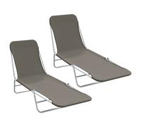 Chaises Longues Pliables 2 Pcs Acier Et Tissu Gris Vidaxl Vidaxl Gris