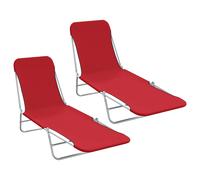 Lot de 2 Chaises Longues Pliables Bain de Soleil Acier et Tissu Bleu vidaXL