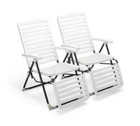 Helloshop26 Lot de 2 chaises Longues Pliables pour extérieur 147 x 62 x 72 cm Confort de détente réglable en PP Blanc 20_0011249