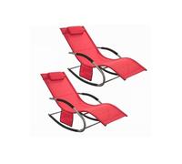 SoBuy Lot de 2 Chaises Longues Pliables pour Jardin, Transat Confortable Rouge