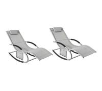 Lot de 2 Chaises Longues Pliables - SoBuy - OGS28-HGx2 - Bain de Soleil Ergonomique Relax - Fauteuil Extérieur Gris