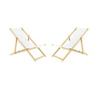 Lot de 2 chaises longues pliantes - En bois - Idéale pour plage et jardin - Blanc