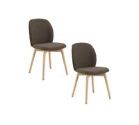 Toilinux - Lot de 2 chaises LOUISE - Taupe - Louise