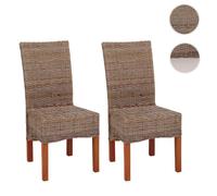 Lot de 2 chaises M44 salle à manger rotin kubu/bois 47x52x97cm ~ sans coussins