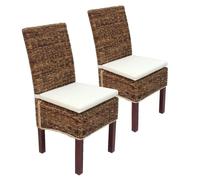 Lot De 2 Chaises M69, Banane Tressée Pieds Marrons, Avec Coussins Multicolore