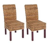 Lot de 2 chaises - M69 - banane tressée - pieds marrons - Blanc - Adulte