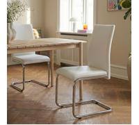 Lot de 2 chaises MARA simili blanc pieds métal chromé