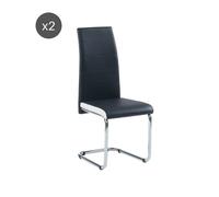 Lot de 2 chaises MARA simili noir et blanc pieds métal chromé