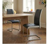 Lot de 2 chaises MARA simili noir et blanc pieds métal chromé