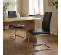 Lot de 2 chaises MARA simili noir pieds métal chromé