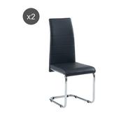 Lot de 2 chaises MARA simili noir pieds métal chromé