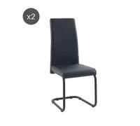 BAÏTA - Chaises Mara Lot de 2 Simili Noir Pieds métal Noir