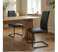 Lot de 2 chaises MARA simili noir pieds métal noir