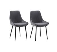 Lot de 2 chaises MASURIE - Velours - Gris - Contemporain - Design