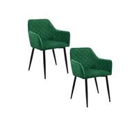 Lot de 2 Chaises matelassées de salle à manger en velours SJ.082 Vert Bouteille