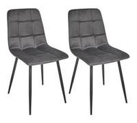 Lot de 2 chaises matelassées en tissu toucher doux gris - MATELIA - ALTOBUY Gris