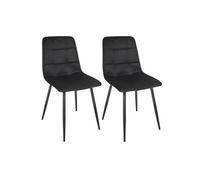 Lot de 2 chaises matelassées en tissu toucher doux noir - MATELIA - ALTOBUY