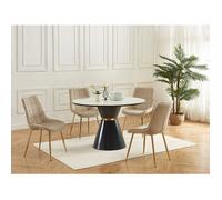 Vente-unique - Lot de 2 chaises matelassées en Velours et métal doré - Beige - OLLUA - Salle à Manger