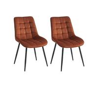Vente-unique - Lot de 2 chaises matelassées - Velours et métal Noir - Terracotta - OLLUA - Salle à Manger