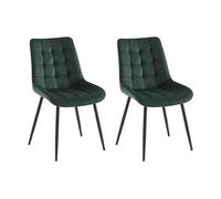 Lot de 2 chaises matelassées - Velours et métal noir - Vert - OLLUA