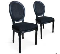 Lot de 2 chaises médaillon Louis XVI Black Velours Noir