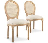 Lot de 2 chaises médaillon Louis XVI Cannage Rotin tissu Beige