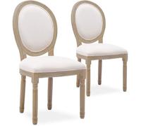 Lot de 2 chaises médaillon Louis XVI tissu Beige