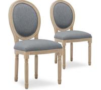 Lot de 2 chaises médaillon Louis XVI tissu Gris