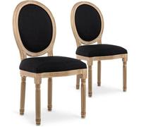 Lot de 2 chaises médaillon Louis XVI tissu Noir