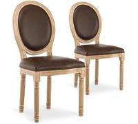 Lot de 2 chaises médaillon Louis XVI Vintage Simili Marron