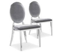 Lot de 2 chaises médaillon Sofia velours Argent - MENZZO - Salle à manger - Velours - Argent - Gris