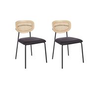 Lot de 2 Chaises Moderne Dossier Rotin Tressé Viennois Sans Accoudoirs Polyester