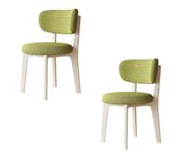 Lot de 2 chaises modernes de salle à manger rembourrées amovibles et lavables en coton et lin pour décoration de cuisine et restaurant Blanc crème et vert gazon