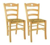 NAPLES - Lot de 2 Chaises Naturelles et Assises en Paille - Altobuy Beige