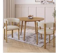 IDMarket - Lot de 2 chaises Nella | Tissu chenille beige pour salle à manger