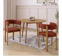 IDMarket - Lot de 2 chaises Nella | Tissu chenille terracotta pour salle à manger