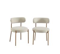 Lot de 2 chaises NOA tissu beige pieds métal finition bois