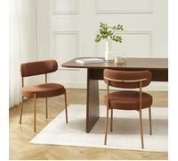 Lot de 2 chaises NOA tissu terracotta pieds métal finition bois