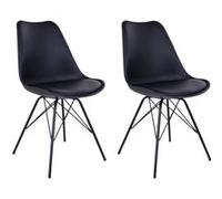 HAGA - Lot de 2 Chaises Noires avec Piétement Métallique - Altobuy Noir